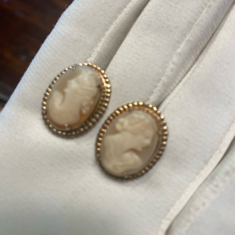Elegant Gold Cameo Earrings